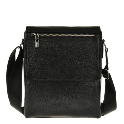Кожаная мужская сумка на плечо черная с карманами Tiding Bag M2994A