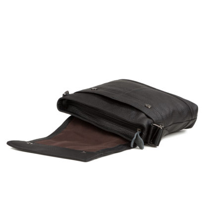 Мессенджер черный кожаный мужской Tiding Bag M38-3822A