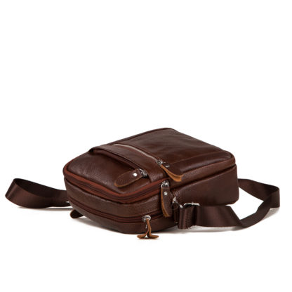 Мужская кожаная сумка на плечо коричневая Tiding Bag M38-3922C