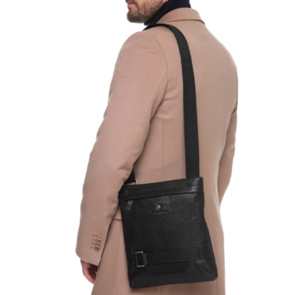 Мужская сумка на плечо, натуральная кожа, черный Blamont P7870761
