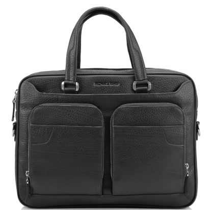 Кожаная сумка для ноутбука 14″ и документов А4 черная Royal Bag RB8-1001A