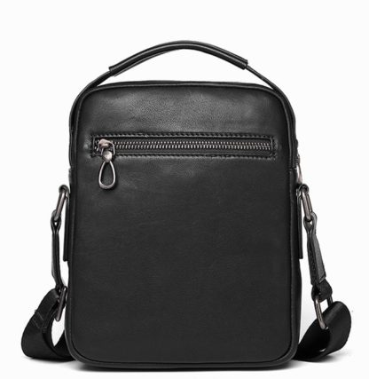 Кожаная мужская сумка на плечо с ручкой черная Tiding Bag SM8-006A