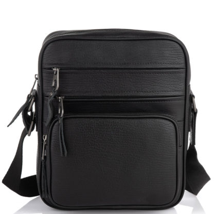 Черная кожаная мужская сумка через плечо Tiding Bag SM8-909A