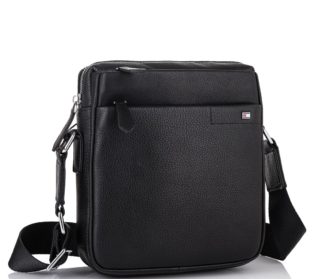Кожаная сумка на плечо мужская черная Tiding Bag SM8-919A