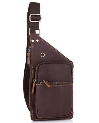 Кожаный мужской слинг, винтаж, коричневый Tiding Bag t0035