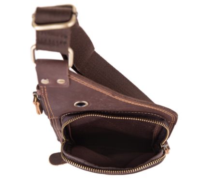 Кожаный мужской слинг, винтаж, коричневый Tiding Bag t0035