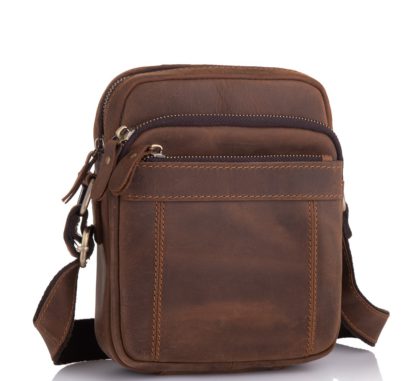 Мужская сумка мессенджер кожаная коричневая Tiding Bag t0036
