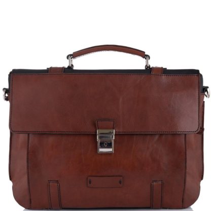 Кожаный мужской портфель коричневый + черный Tiding Bag t0041