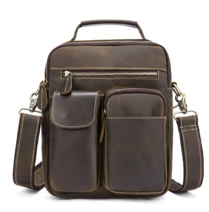 Винтажная сумка-планшет кожаная мужская (коричневый) Tiding Bag t1171