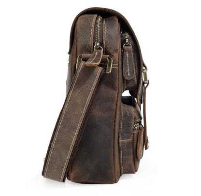 Мужская сумка-мессенджер из матовой коричневой кожи Tiding Bag T1172
