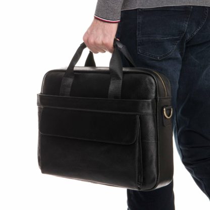 Деловая мужская сумка для ноутбука 16″ и документов А4 кожаная Tiding Bag A25-1131A