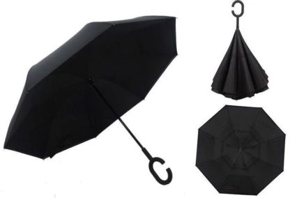 Зонт обратного сложения черный, карбоновые спицы 122-3