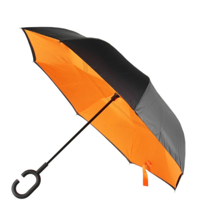 Зонт наоборот, антиветер оранжевый 122-1