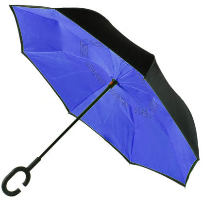 Зонт обратного сложения, антиветер синий 122-0