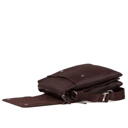 Кожаный мессенджер коричневый Tiding Bag A25-064C