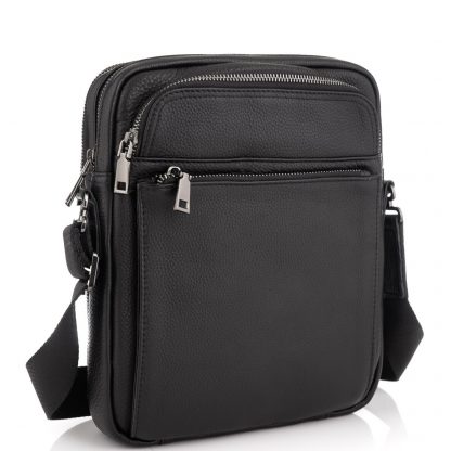 Стильная мужская кожаная сумка на плечо Royal Bag RB-008A-1 черная