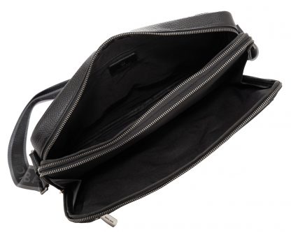 Горизонтальная мужская кожаная сумка Royal Bag RB2970051 черная