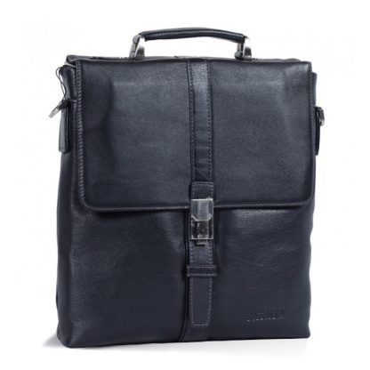 Кожаная мужская сумка с ручкой и ремнем Tofionno P5117-2 BLACK из гладкой кожи