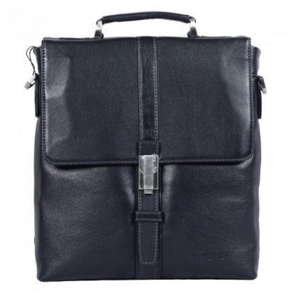 Кожаная мужская сумка с ручкой и ремнем Tofionno P5117-2 BLACK из гладкой кожи
