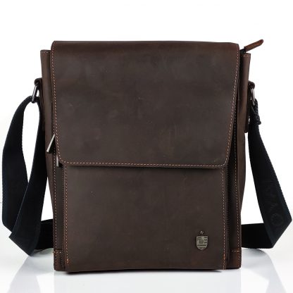 Коричневая кожаная мужская сумка на плечо, винтаж Royal Bag RB-V-JD4-7055C