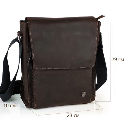 Коричневая кожаная мужская сумка на плечо, винтаж Royal Bag RB-V-JD4-7055C