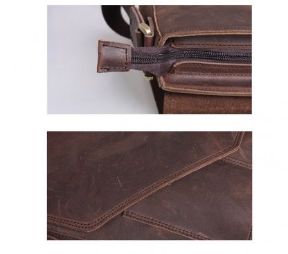Мужская кожаная сумка с клапаном TIDING BAG T1065 коричневая