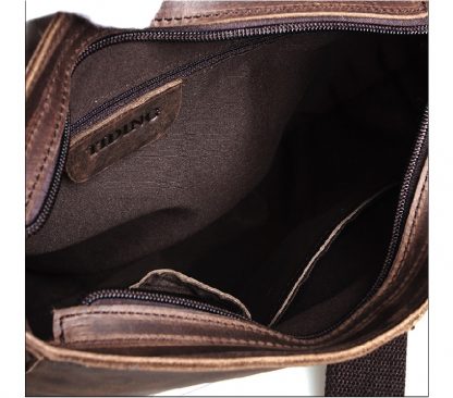 Мужская кожаная сумка с клапаном TIDING BAG T1065 коричневая