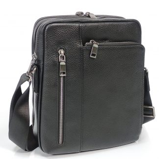 Наплечная мужская сумка кожаная Tiding Bag NM29-297890A черная