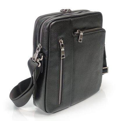 Наплечная мужская сумка кожаная Tiding Bag NM29-297890A черная