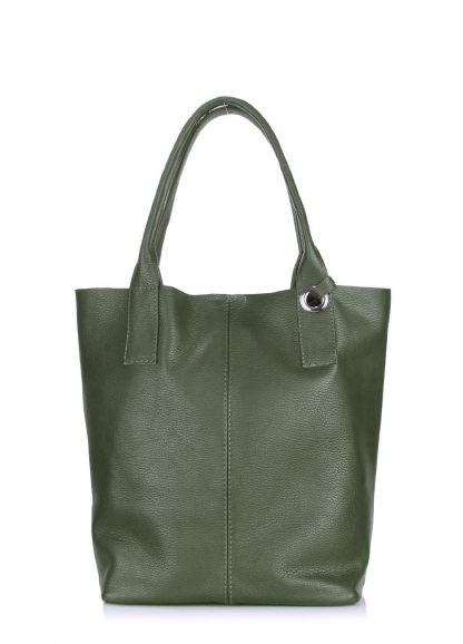 Кожаная женская сумка цвета хаки Podium от POOLPARTY (зеленая)