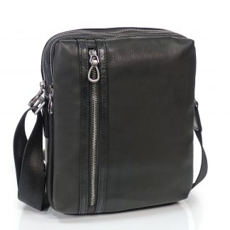 Мужская кожаная сумка среднего размера Tiding Bag S-JMD10-8153A черная