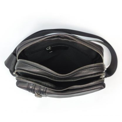 Мужская кожаная сумка среднего размера Tiding Bag S-JMD10-8153A черная