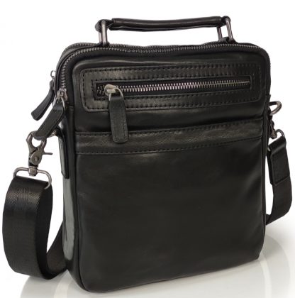 Мужская сумка на плечо кожаная Tiding Bag S-JMD10-161-1A черная