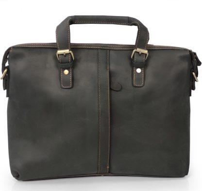 Кожаная сумка для ноутбука черная Tiding Bag D4-004A